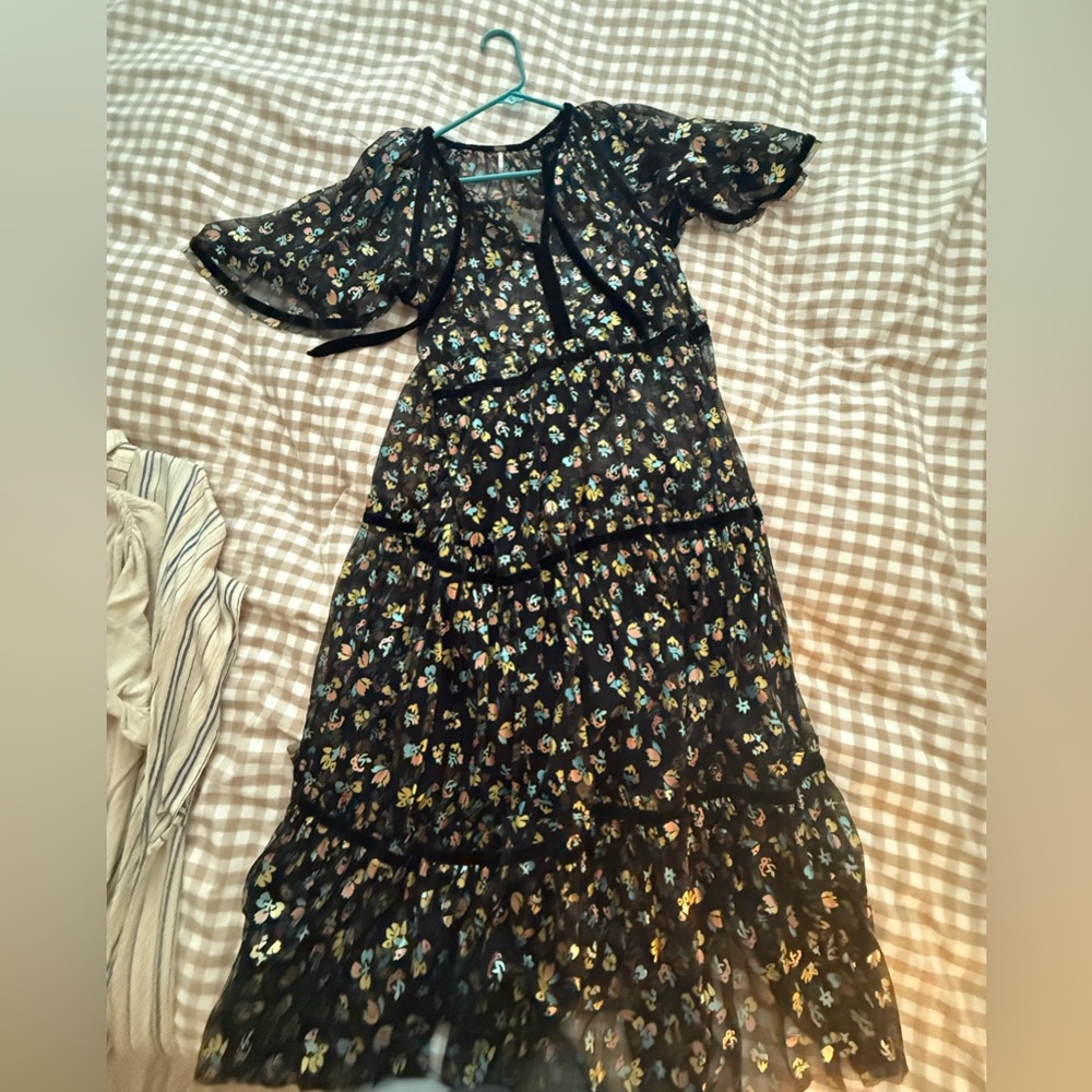 Free People Practical Magic Floral Print Mesh Dress Size S - Picture 3 of 5